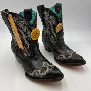 Corral Women's Inlay & Embroidery & Studs Boots Black/White Size 10 M